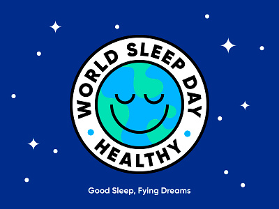 World Sleep Day badge character design earth expression eye healthy icon illustration label logo sleep smile