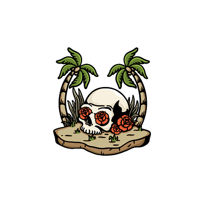 Skull Island branding character design design graphic design illustration island island logo island skull logo logo design rose rose design rose logo skull skull design skull logo skull ısland ui ux vector
