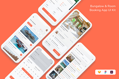 Bungalow & Room Booking App UI Kit app booking bungalow bungalow booking design hotel hotel booking room travel ui ui design ui kit ux