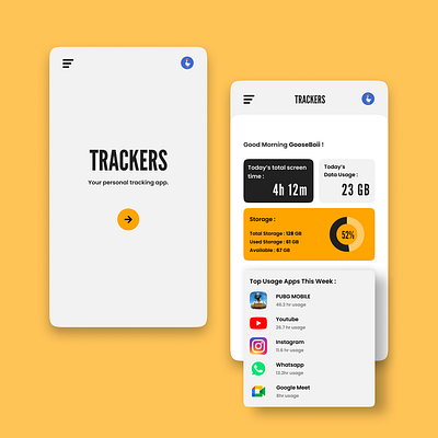 Trackers app design ui ux