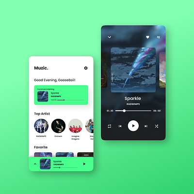 Muzic. app design ui ux