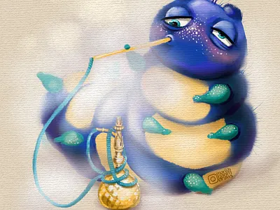 Blue caterpillar. alice in wonderland animal art artist artwork character character design creative digital digital art digital illustration illustration illustrator kids illustration алиса в стране чудес иллюстрация синяя гусеница