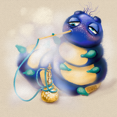 Blue caterpillar. alice in wonderland animal art artist artwork character character design creative digital digital art digital illustration illustration illustrator kids illustration алиса в стране чудес иллюстрация синяя гусеница