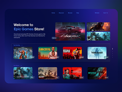 Epic Games Store UI Design branding clean design design game ui design game uiux design ui ui design