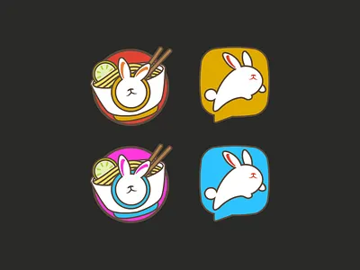 Logo study app design branding bunny bunny logo delivery flat design food food delivery graphic design icons set logo vector