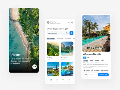 Tripster - Mobile App Exploration app booking concept design minimal travel ui ui design ux