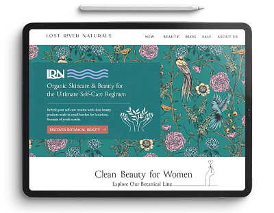 Organic beauty branding for skincare line artistic logo beautiful design beauty branding corporate branding design digital marketing green illustration logo lost river naturals organic pattern design seo for women skincare ui ux vector vegan website design