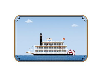 Steamboat Illustration alabama boat clouds illustration illustrator label marine nautical paddleboat river riverboat ship steam steamboat tourism travel vintage water zeropoint7