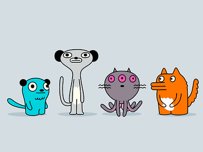 Shaggy Nuts and the Gitwits animals branding cartoon character design dog dribbble fox illustration mascot octocat octopus weasel
