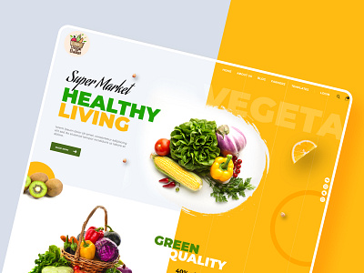 Veggie Basket | Grocery Web Template beautiful design design design studio easy design ecommerce figma food industry fruit store grocery store landing page online shop ui ui design ux ux design vegetable store web design web template website yellow