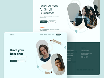 Landing Page for a Chat App service business business page chat clean cms customer customer care design figma landing landing page messaging minimal sketch social ui ux web website