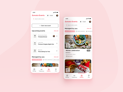 Zomato Events app events figma restaurants ui design ux design zomato