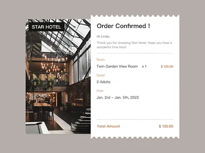 Email Receipt for Hotel Room Order daily 017 daily ui