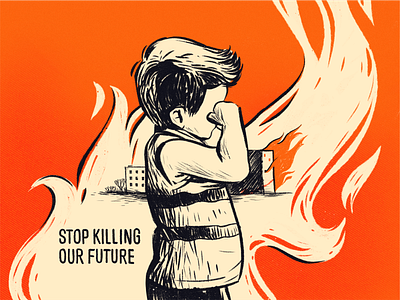 Stop The Fire child creative illustration design design studio digital art digital illustration digital painting fire graphic design illustration illustration art illustrations illustrator kid people procreate stand with ukraine stop war ukraine war