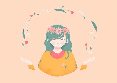 Spring character character design digital drawing digital illustration flower graphism illustration plants season spring vegetal