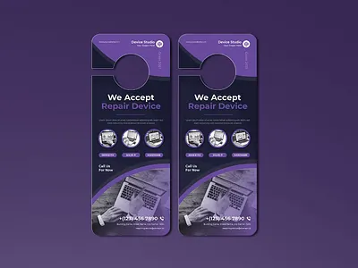 Repair Device Door Hanger branding design desktop mockups device device door door hanger free graphic design illustration minimal mockup monitor onlineshop photoshop presentation realistic repair repair device ui webpromo