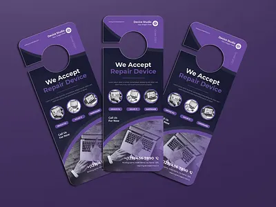 Repair Device Door Hanger branding design desktop mockups device device door door hanger free graphic design illustration minimal mockup monitor onlineshop photoshop presentation realistic repair repair device ui webpromo