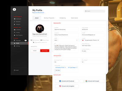 Fitness Management for Trainers 006 06 account account management daily ui dailyui fitness management fitness profile fitness studio gym account gym profile profile uiux user profile
