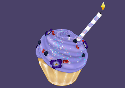 Birthday Cupcake 3d anime blender design illustration low poly stylized
