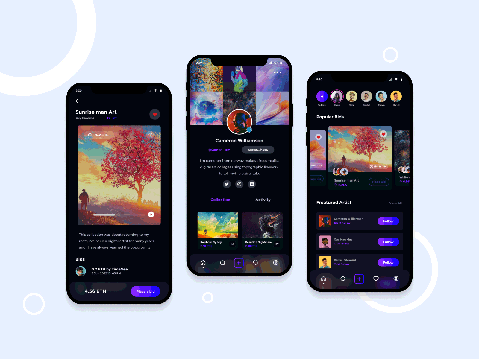 NFT marketplace app app blockcain crypto design mobile nft product ui uiux design ux