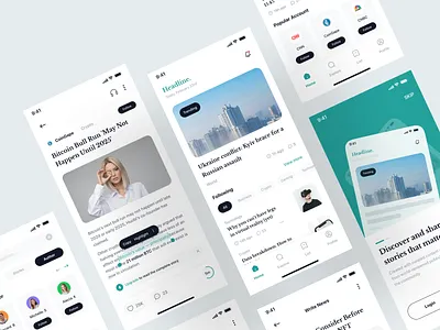 Headline - News App UI Kit articles blog blogging book dailynews design headline ios mobile mobile app mobile design news product design publishing ui ui kit ui8 uidesign uikit ux