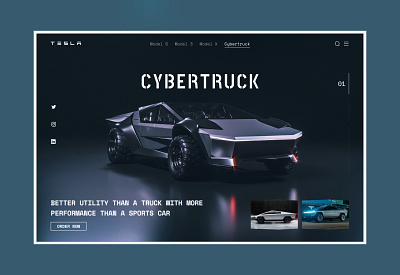 Tesla - Cyber Truck Design Layout attractiveui automobile shop automotive car clean cluster cybertruck electric futuristic illustration landing minimal speed speedometer sports car tesla trends uiux vehicle websitedesign