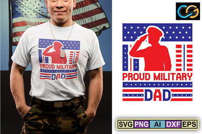 PROUD MILITARY DAD 3d animation branding creativegraphics design graphic design illustration logo motion graphics tshirt design ui ux vector