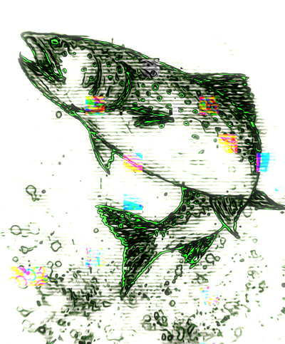 Glitch Fish art creative design digital illustration original painting watercolor