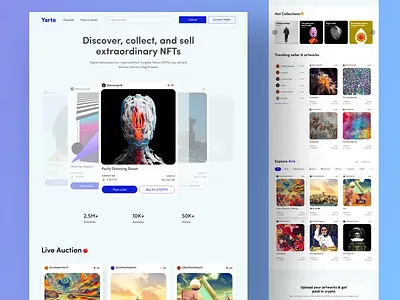Yarte | NFT Marketplace UI/UX design landing page marketplace nft product ui visual design website website design
