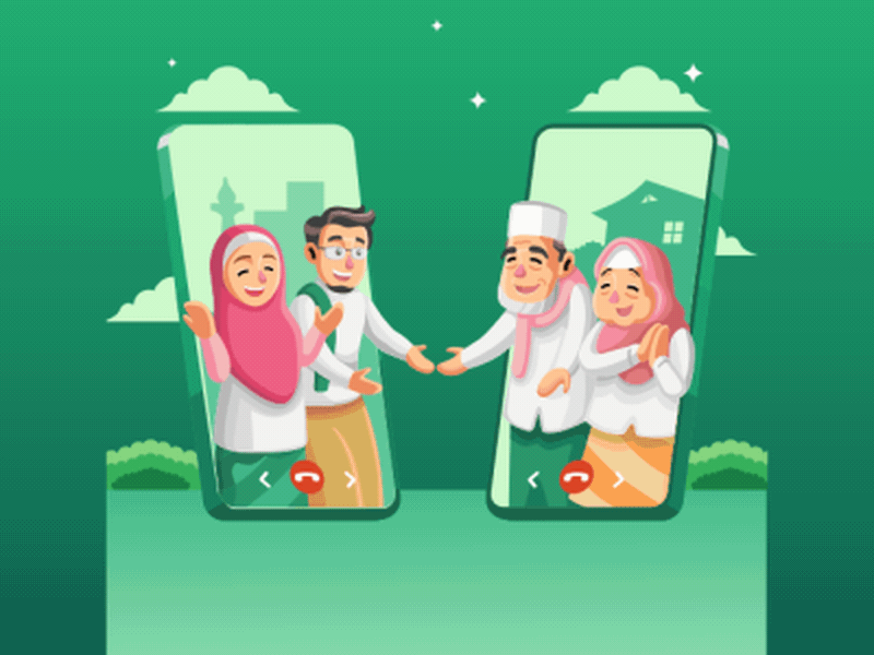 Eid Mubarak animation boltbite eid eidulfitr family happy illustration islam islamic loopable lottie motion graphics mubarak muslim religion ui ux