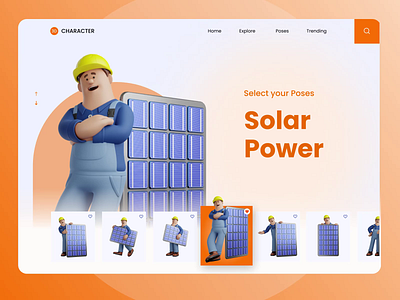 Solar Panel Installation - 3D Character Exploration 3d 3d cartoon character 3d character 3d character illustration 3d characters 3d illustration 3d solar 3d solar character blender cartoon character install panels power solar work worker