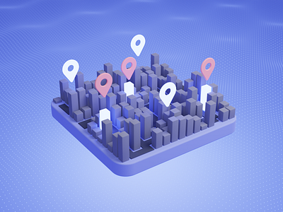 Store Locator 3d algolia b3d blender blender3d city design diorama geolocalization geolocation geometry nodes illustration pin procedural store locator