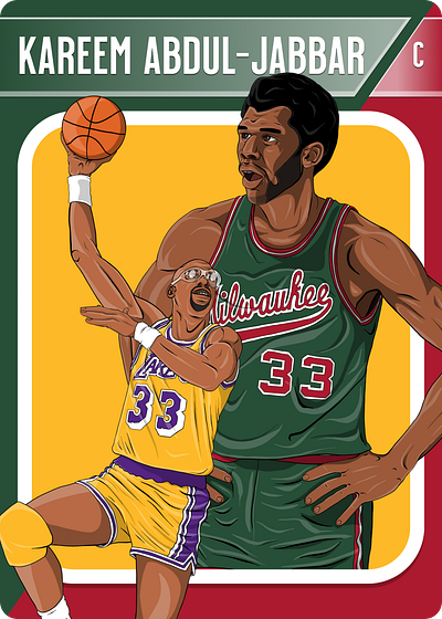 Kareem Abdul-Jabbar Card art basketball design digital art figma graphic design illustration nba procreate vector