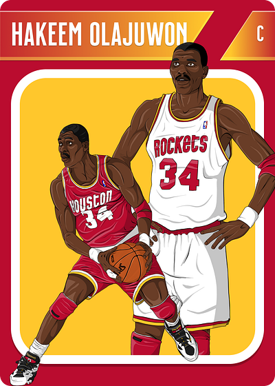 Hakeem Olajuwon Card art basketball design digital art figma graphic design hakeem houston rockets illustration procreate vector