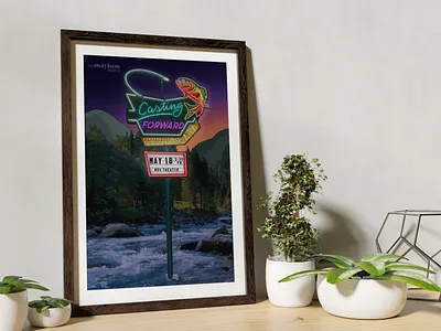 Casting Forward Event Poster event poster fly fishing graphic design neon poster