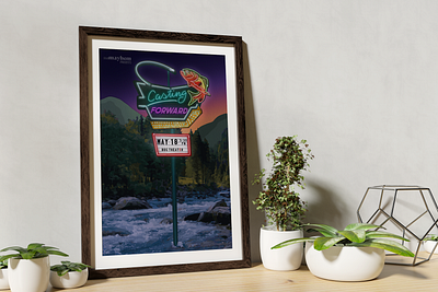 Casting Forward Event Poster event poster fly fishing graphic design neon poster