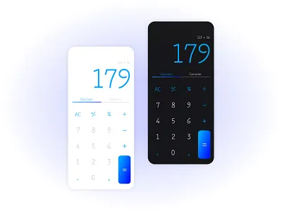 Calculator / #dailyUI 004 app blue calculator dailyui dailyuichallenge darkmode design graphic design lightmode ui