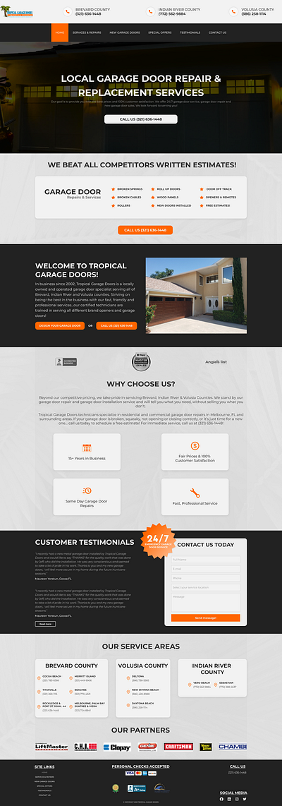 Tropical Garage Doors - Web design figma ui ux web design