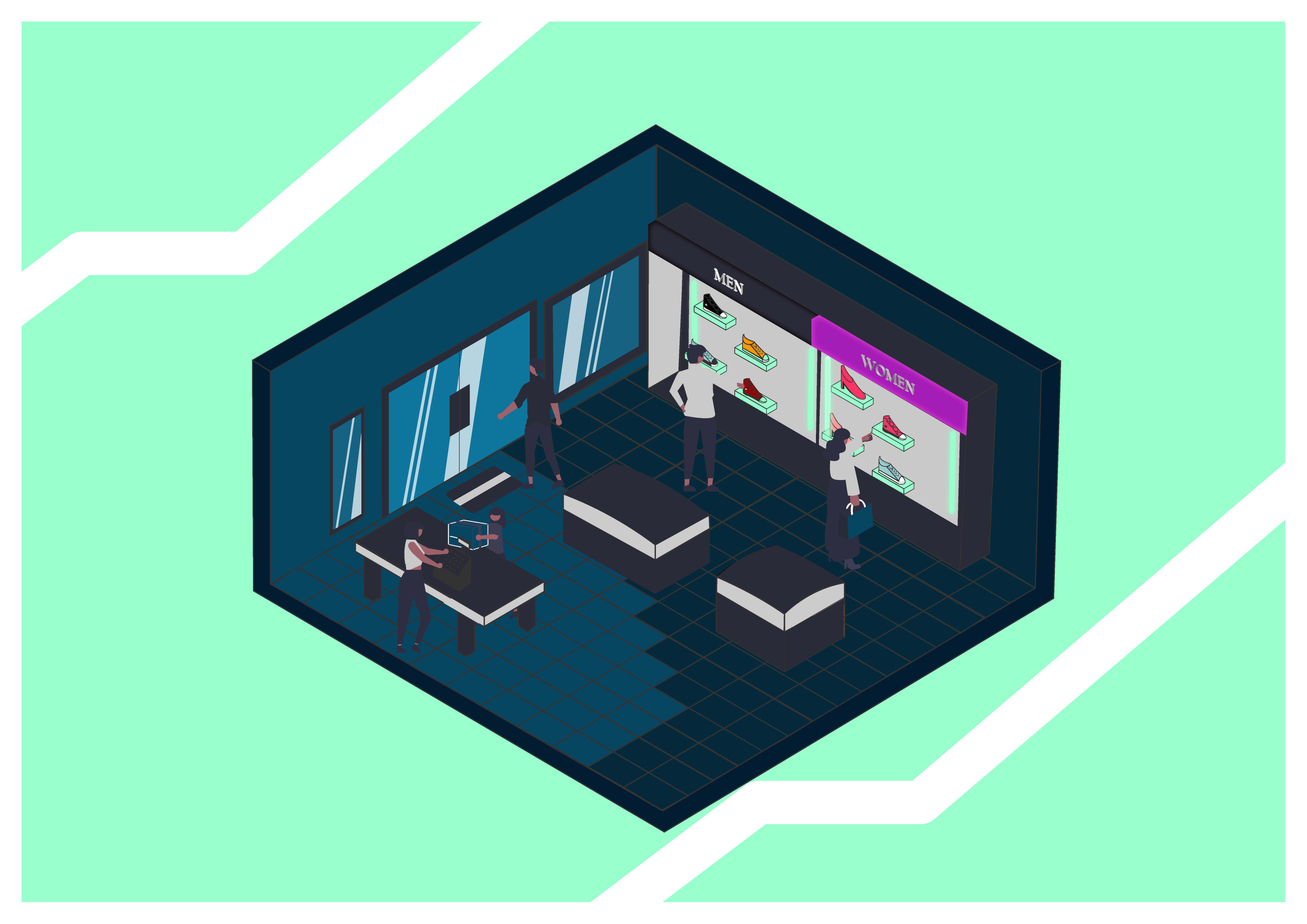 Isometric Shoes Store 3d adobe illustrator graphic design illustra illustration print