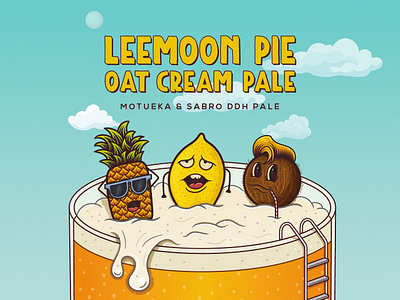 Leemon Pie beer beer art beer design beer glass beer label citrus coconut craft beer design foam illustration lemon pale ale pineapple pint summer vacation vector