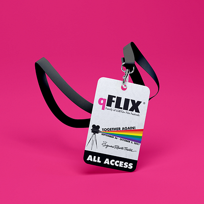 qFLIX Film Festival Event Badge branding event badge event design event marketing graphic design visual design