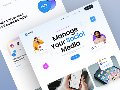 Anti Social - Social Media Landing Page clean colorfull design fun gradient minimalist pop up social social media ui uidesign user experience userinterface ux