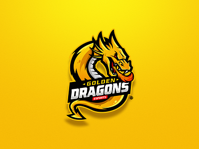 GOLDEN DRAGONS branding design dragon esports gamer gaming illustration logo mascot logo sports yellow