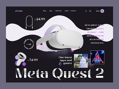 Meta VR Website Design ai ar balck dark e commerce fawaz figma header headset meta minimal popular product product design ui ui design virtual reality vr vr design web3