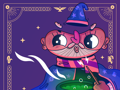 A Magic Time of Year cartoon illustration magic owl snake vector wizard