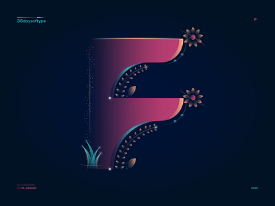 F - 36daysoftype 36daysoftype creative f fantasy floral graphic design illustration leaves minimal type design typography vector visual design