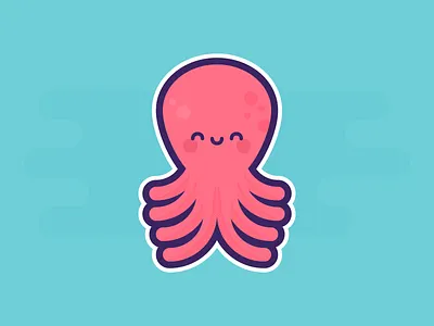 Cute Kawaii Pink Octopus animals cute design prompt digital flat illustration kawaii ocean octopus vector water weeklywarmup