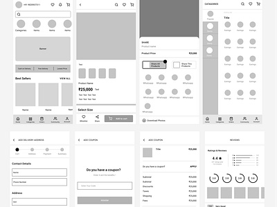 Ecommerce App app design typography ui ux wireframe