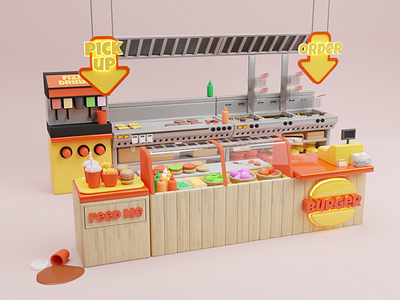 Burger Joint 3d art blender burger clay clayrender design digitalart illustration joint lighting low poly render