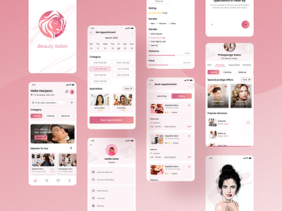 Beauty Salon Mobile App Ui design app beauty app beauty product booking hair spa minimal mobile app park salon appointment app salon booking app spa treatments trending ui ui ui design uxdesign